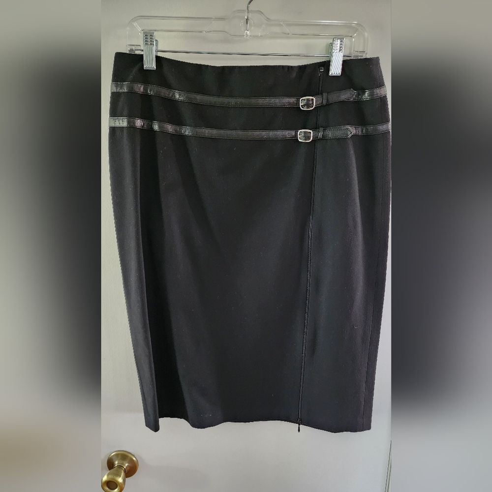 The Limited Stretch pencil skirt with Faux leather detailing